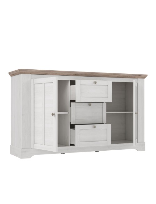 Madia Forma 2 Ante e 3 Cassetti Rovere Bianco Neve e Olmo Scuro 160 cm – Eleganza Contemporanea