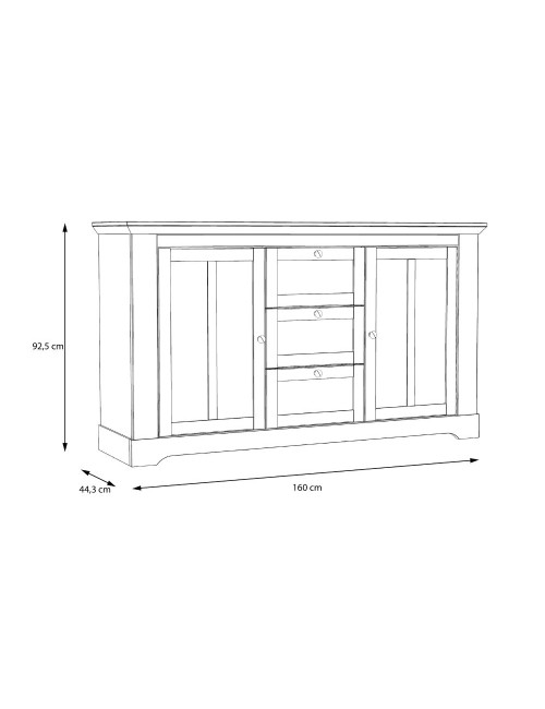 Madia Forma 2 Ante e 3 Cassetti Rovere Bianco Neve e Olmo Scuro 160 cm – Eleganza Contemporanea
