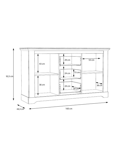 Madia Forma 2 Ante e 3 Cassetti Rovere Bianco Neve e Olmo Scuro 160 cm – Eleganza Contemporanea