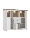 Credenza Forma 3 Ante con Vetro Temperato e Luci LED Rovere Bianco Neve e Olmo Scuro – Design Luminoso