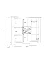 Credenza Forma 3 Ante con Vetro Temperato e Luci LED Rovere Bianco Neve e Olmo Scuro – Design Luminoso