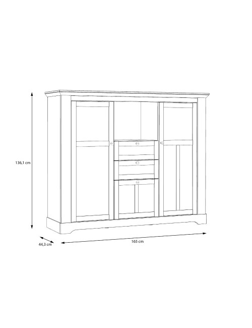 Credenza Forma 3 Ante con Vetro Temperato e Luci LED Rovere Bianco Neve e Olmo Scuro – Design Luminoso