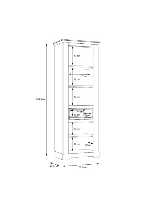Vetrina Forma 2 Ante con Cassetto e Luci LED Rovere Bianco Neve e Olmo Scuro – Compatta e Raffinata