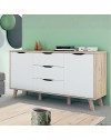 Madia Axis 2 Ante e 3 Cassetti Rovere e Bianco 149 cm – Design Moderno e Funzionalità Quotidiana