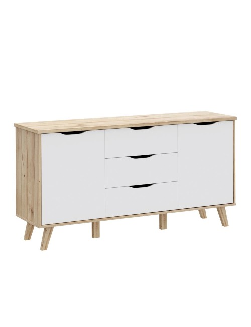 Madia Axis 2 Ante e 3 Cassetti Rovere e Bianco 149 cm – Design Moderno e Funzionalità Quotidiana