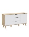 Madia Axis 2 Ante e 3 Cassetti Rovere e Bianco 149 cm – Design Moderno e Funzionalità Quotidiana