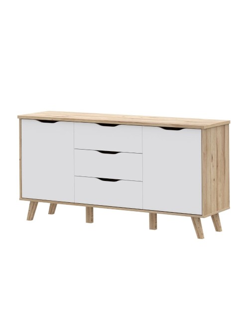 Madia Axis 2 Ante e 3 Cassetti Rovere e Bianco 149 cm – Design Moderno e Funzionalità Quotidiana