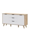 Madia Axis 2 Ante e 3 Cassetti Rovere e Bianco 149 cm – Design Moderno e Funzionalità Quotidiana