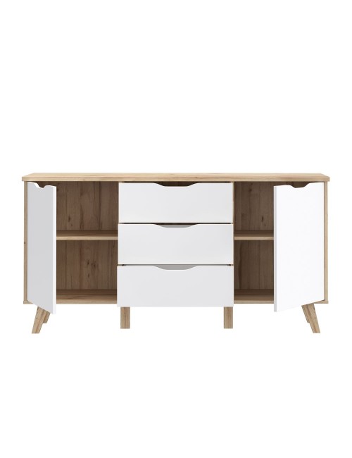 Madia Axis 2 Ante e 3 Cassetti Rovere e Bianco 149 cm – Design Moderno e Funzionalità Quotidiana
