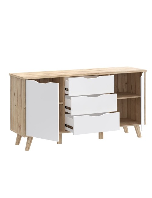 Madia Axis 2 Ante e 3 Cassetti Rovere e Bianco 149 cm – Design Moderno e Funzionalità Quotidiana