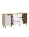 Madia Axis 2 Ante e 3 Cassetti Rovere e Bianco 149 cm – Design Moderno e Funzionalità Quotidiana