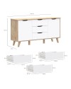 Madia Axis 2 Ante e 3 Cassetti Rovere e Bianco 149 cm – Design Moderno e Funzionalità Quotidiana