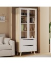 Vetrina Axis 2 Ante in Vetro e 2 Cassetti Rovere e Bianco – Eleganza Moderna e Massima Luminosità