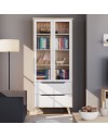 Vetrina Axis 2 Ante in Vetro e 2 Cassetti Rovere e Bianco – Eleganza Moderna e Massima Luminosità