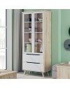 Vetrina Axis 2 Ante in Vetro e 2 Cassetti Rovere e Bianco – Eleganza Moderna e Massima Luminosità