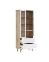Vetrina Axis 2 Ante in Vetro e 2 Cassetti Rovere e Bianco – Eleganza Moderna e Massima Luminosità