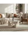 Tavolino da Salotto Lemmar Rotondo Cashmere con Base a Croce e Intagli ad Arco