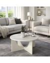Tavolino da Salotto Lemmar Rotondo Cashmere con Base a Croce e Intagli ad Arco