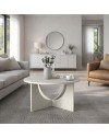 Tavolino da Salotto Lemmar Rotondo Cashmere con Base a Croce e Intagli ad Arco