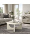 Tavolino da Salotto Lemmar Rotondo Cashmere con Base a Croce e Intagli ad Arco