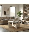 Tavolino da Salotto Lemmar Rotondo Cashmere con Base a Croce e Intagli ad Arco