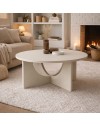 Tavolino da Salotto Lemmar Rotondo Cashmere con Base a Croce e Intagli ad Arco