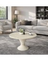 Tavolino Rotondo da Salotto Lepper Travertino e Cashmere con Dettaglio Circolare