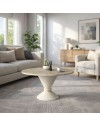 Tavolino Rotondo da Salotto Lepper Travertino e Cashmere con Dettaglio Circolare