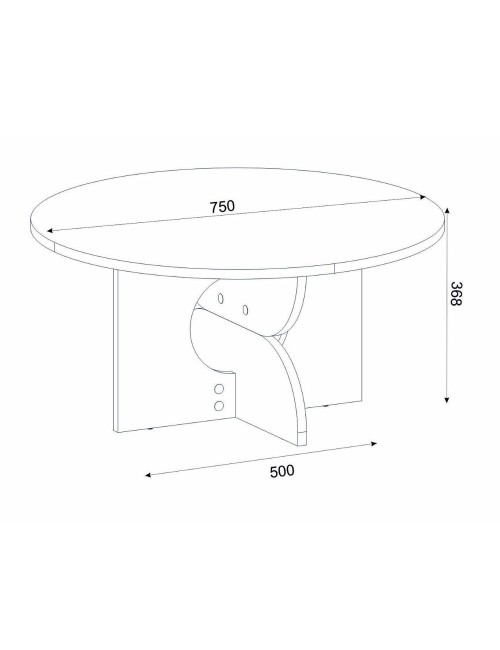 Tavolino Rotondo da Salotto Mara Effetto Travertino con Base Geometrica