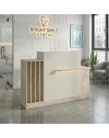 Bancone Reception Dayana 150 cm Cashmere e Travertino con LED – Design Moderno