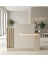 Bancone Reception Dayana 150 cm Cashmere e Travertino con LED – Design Moderno
