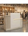 Bancone Reception Dayana 150 cm Cashmere e Travertino con LED – Design Moderno