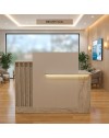 Bancone Reception Dayana 150 cm Cashmere e Travertino con LED – Design Moderno