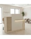 Bancone Reception Dayana 150 cm Cashmere e Travertino con LED – Design Moderno