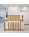 Bancone Reception Davis 150 cm Rovere e Travertino con LED e Listelli Verticali