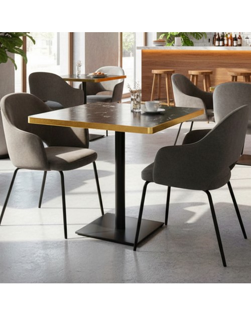 Tavolo quadrato 80x80 base nera e piano effetto marmo nero Key