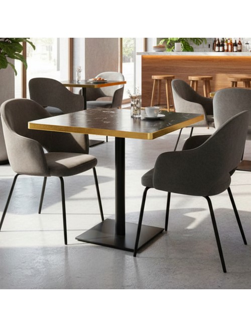 Tavolo quadrato 80x80 base nera e piano effetto marmo nero Key