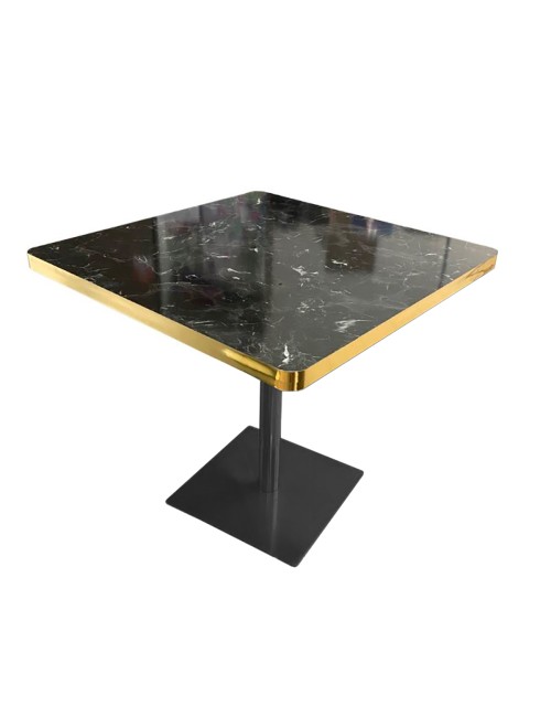 Tavolo quadrato 80x80 base nera e piano effetto marmo nero Key
