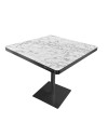 Tavolo quadrato 80x80 base nera e piano effetto marmo bianco Key