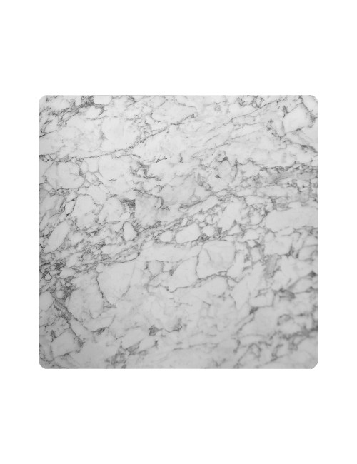 Tavolo Quadrato 80x80 Base Nera e Piano Effetto Marmo Bianco Key