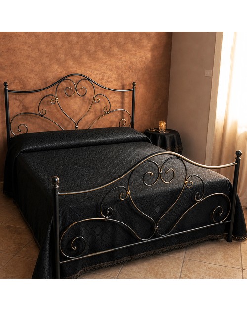 Letto matrimoniale ferro battuto Papavero colore nero oro