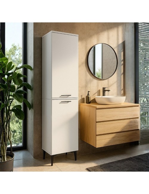 Mobile Multiuso Singa Bianco con Cesto Porta Biancheria e Ripiani – 180 cm