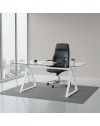 Tavolo da Pranzo Skylar 150×90 cm in Vetro Temperato con Gambe a Cavalletto bianco