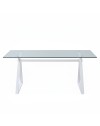Tavolo da Pranzo Skylar 150×90 cm in Vetro Temperato con Gambe a Cavalletto bianco