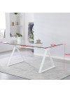 Tavolo da Pranzo Skylar 150×90 cm in Vetro Temperato con Gambe a Cavalletto bianco