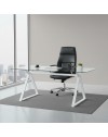 Tavolo da Pranzo Skylar 180×90 cm in Vetro Temperato con Gambe a Cavalletto bianco