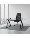 Tavolo da Pranzo Skylar 150×90 cm in Vetro Temperato con Gambe a Cavalletto Nere