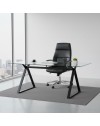 Tavolo da Pranzo Skylar 180×90 cm in Vetro Temperato con Gambe a Cavalletto Nere