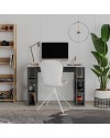 Scrivania Moderna Colmar Bianca e Antracite con 6 Vani a Giorno – 106x50 cm