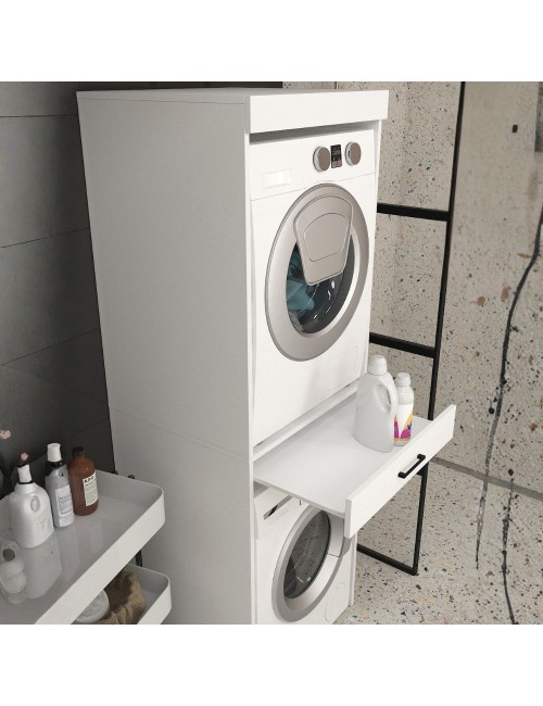 Colonna Bucato Fika Bianca Coprilavatrice e Copriasciugatrice con Cassetto Appoggio